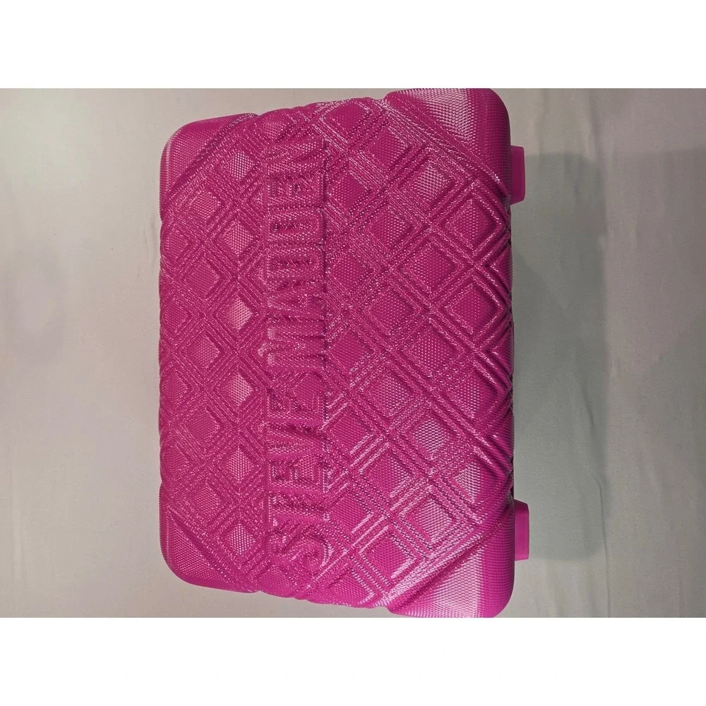 Steve Madden Pink Hardshell Vanity Case Travel Makeup Bag Diamond Quilt Mirror